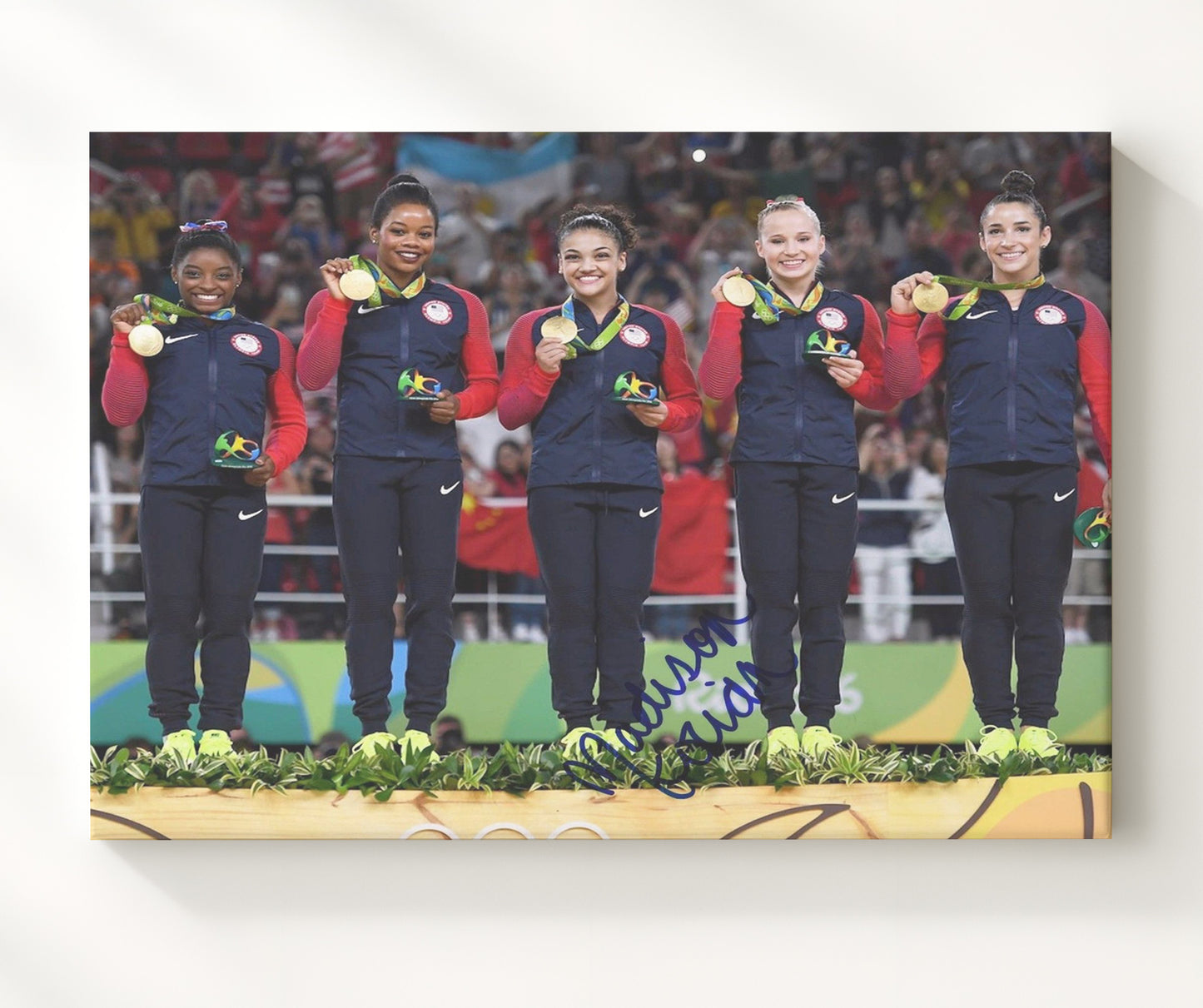 USA Gymnastics Team - Rio Gold Medal Podium 2016 Olympic Wall Art 20x24 Canvas wall art print – Olympic Wall Art decor