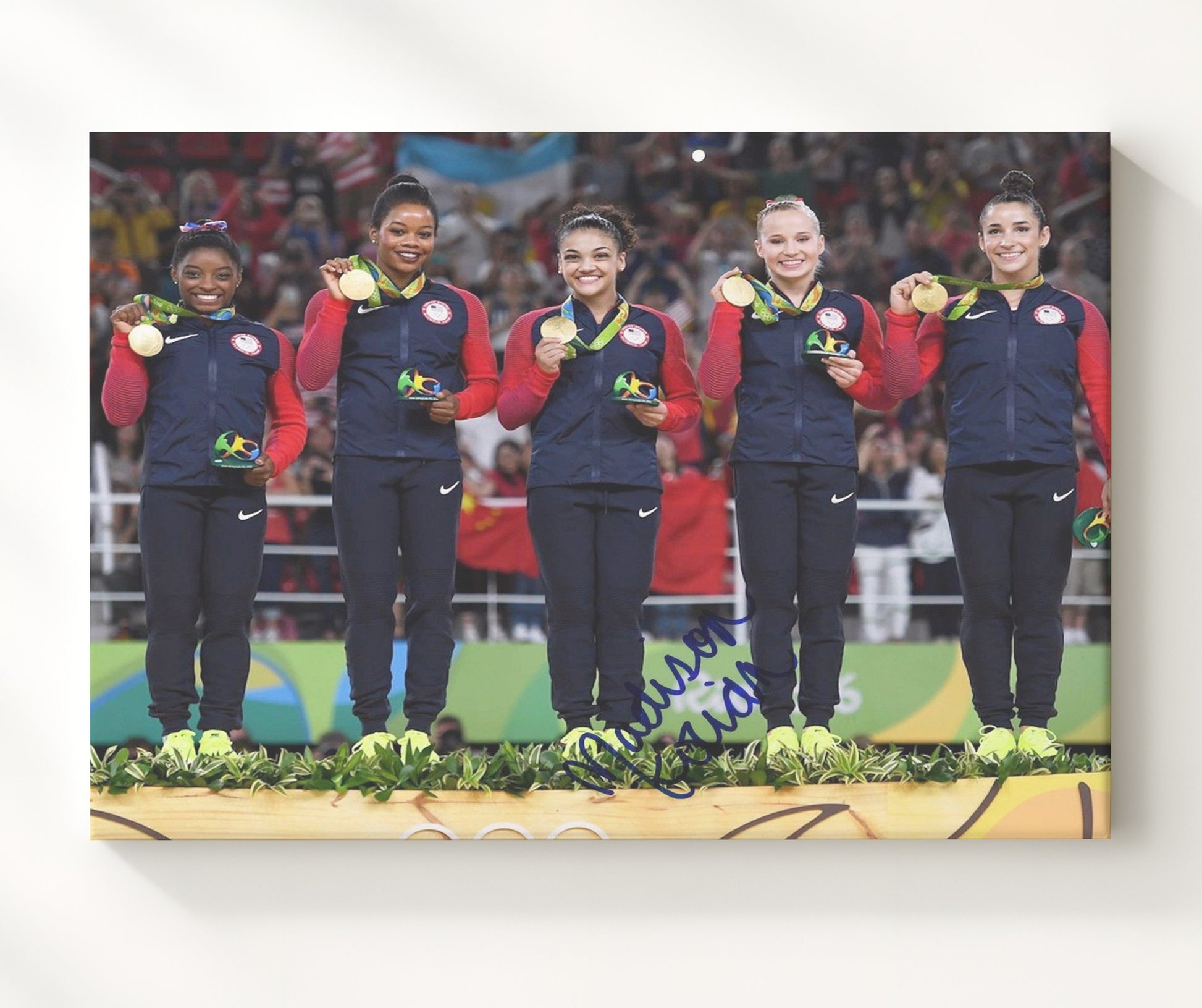 USA Gymnastics Team - Rio Gold Medal Podium 2016 Olympic Wall Art 20x24 Canvas wall art print – Olympic Wall Art decor