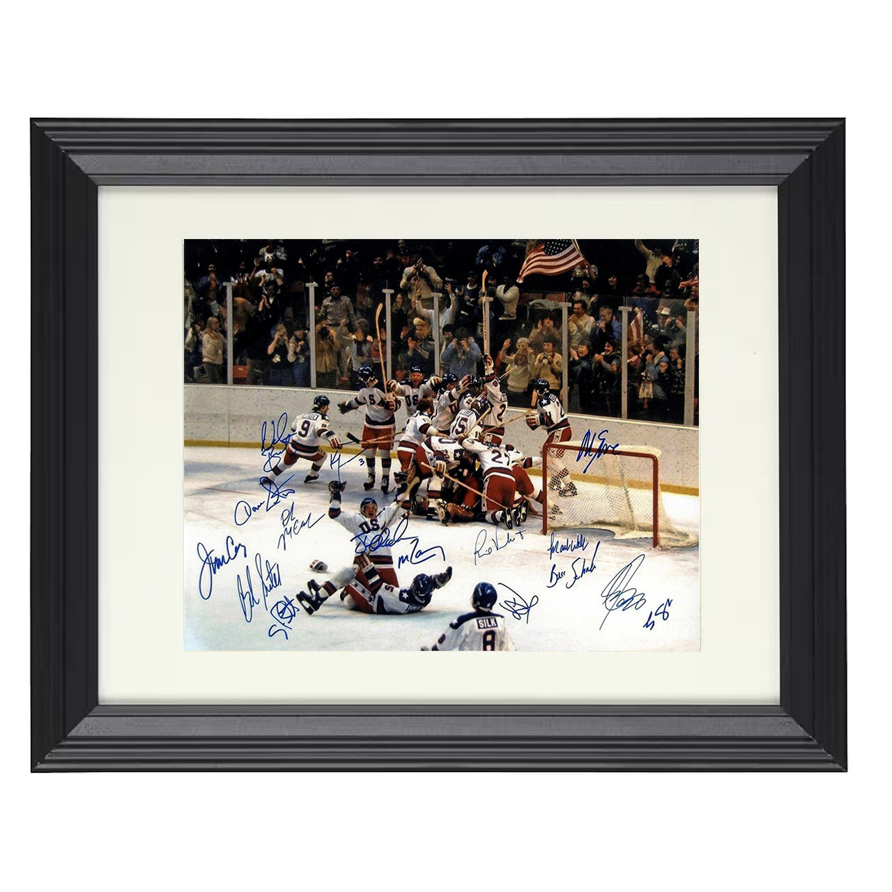 USA Hockey – Miracle on Ice Celebration 1980 8x10 matted black framed Olympic wall art