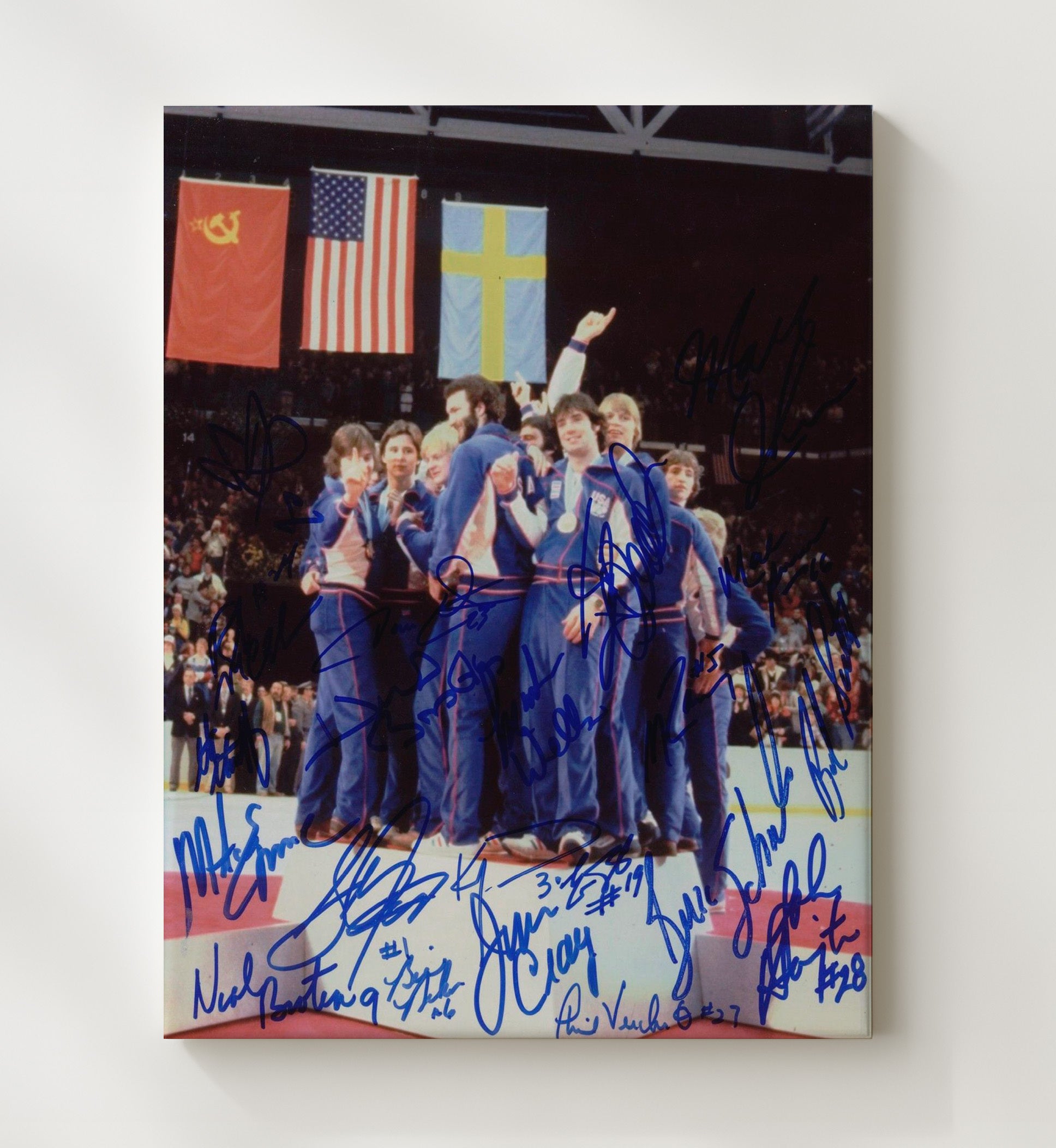 USA Hockey Team - Miracle on Ice Gold Medal Celebration 1980 Olympic Wall Art 20x24 Canvas wall art print – Olympic Wall Art decor