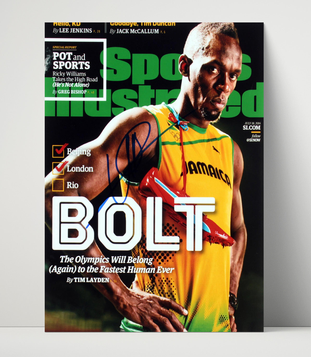 Usain Bolt - Lightning Bolt Pose SI Cover 2016 Olympic Wall Art 16x20 Unframed Print wall art print – Olympic Wall Art decor