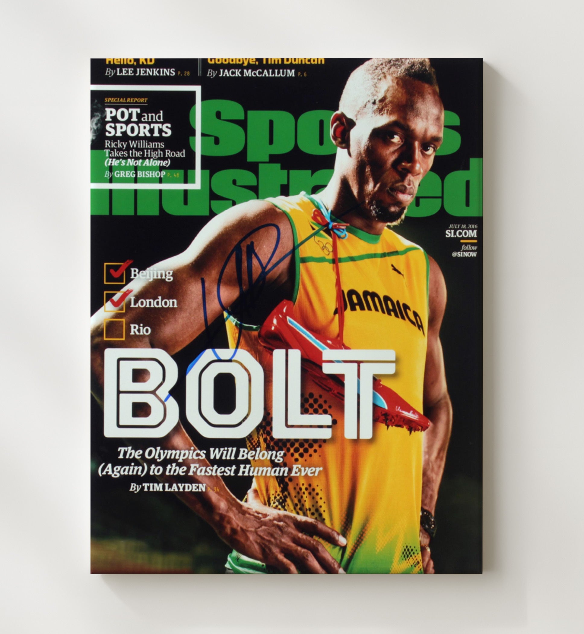 Usain Bolt - Lightning Bolt Pose SI Cover 2016 Olympic Wall Art 20x24 Canvas wall art print – Olympic Wall Art decor