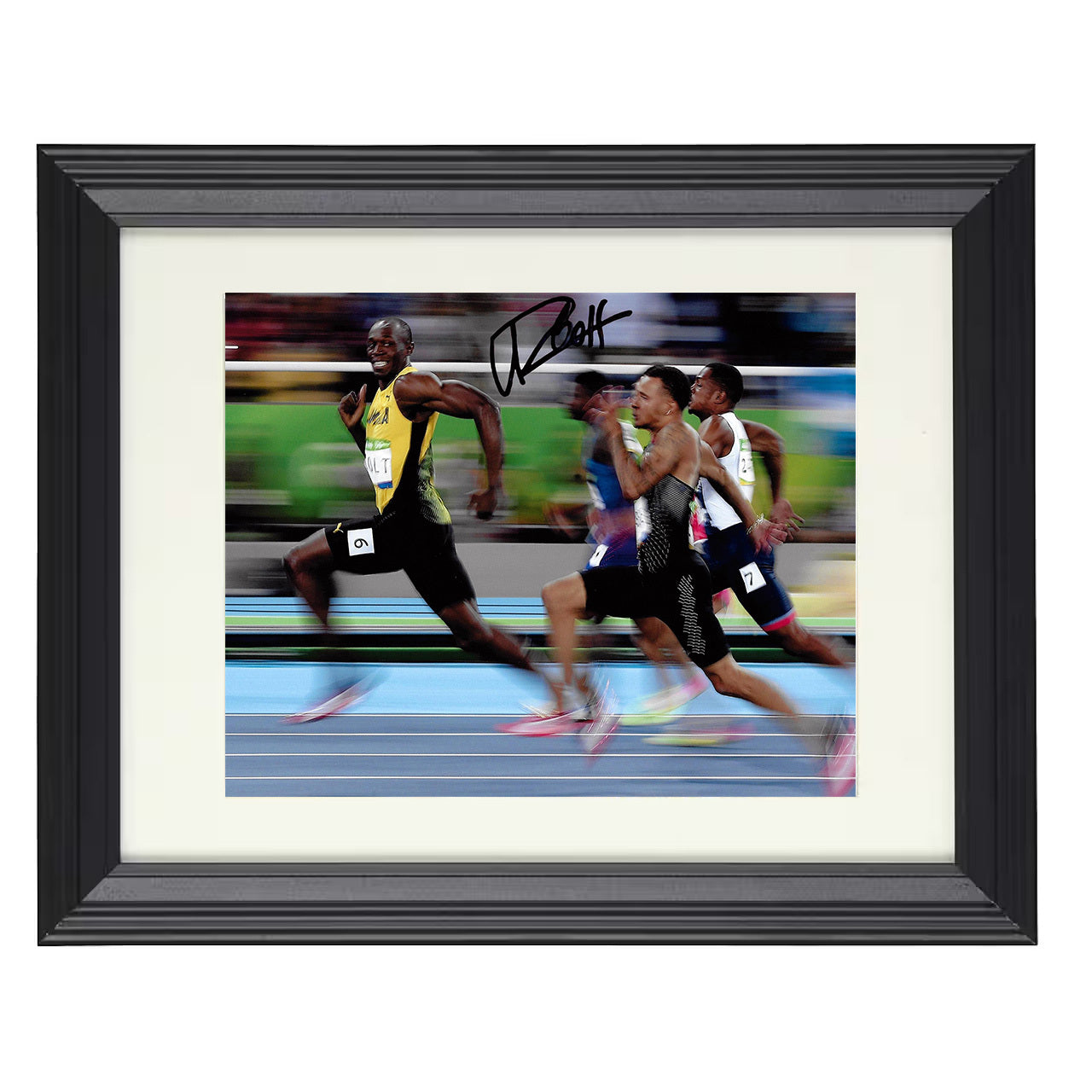 Usain Bolt – Sprint Race Lead 8x10 matted black framed Olympic wall art