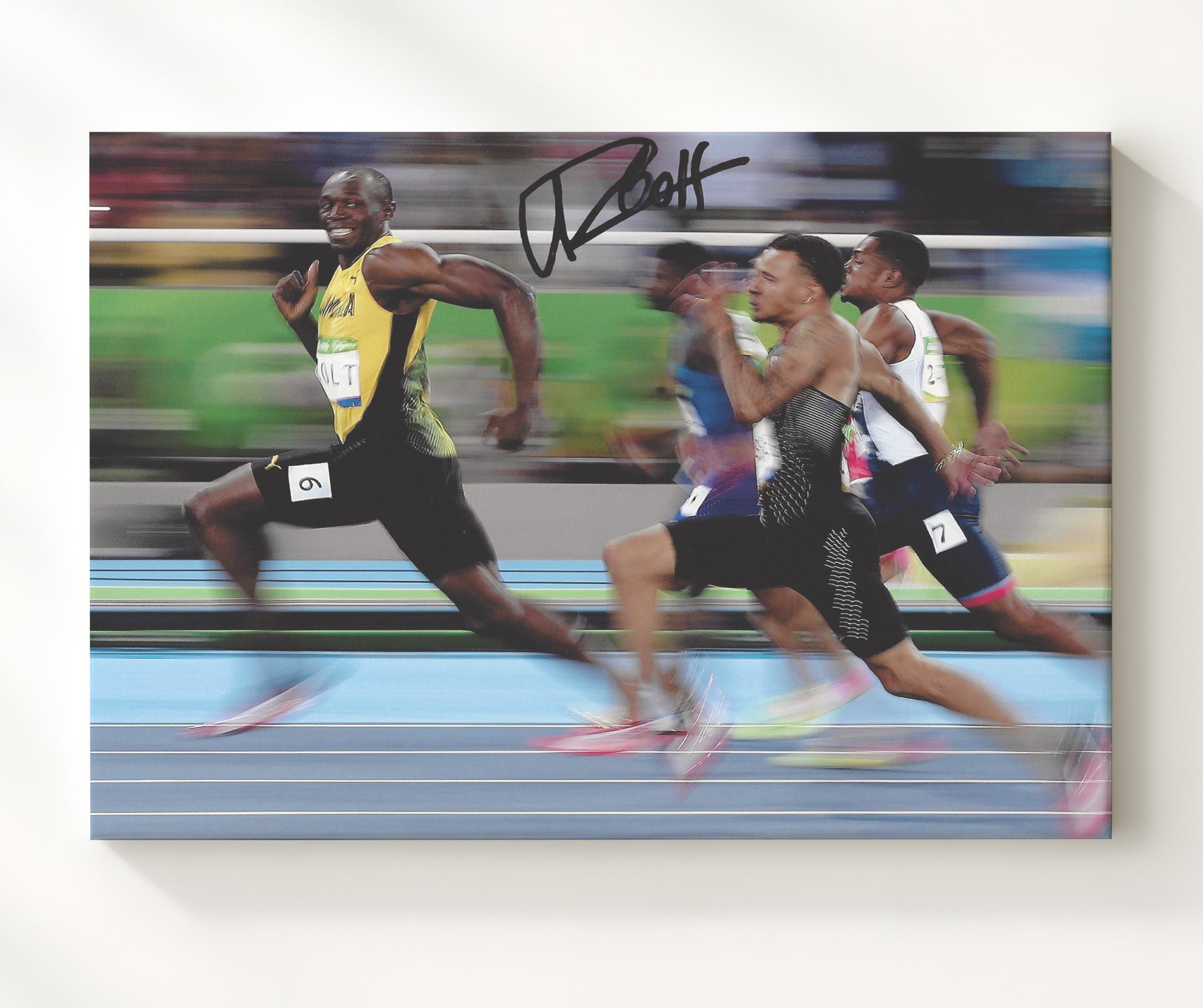 Usain Bolt - Sprint Race Lead Olympic Wall Art 20x24 Canvas wall art print – Olympic Wall Art decor