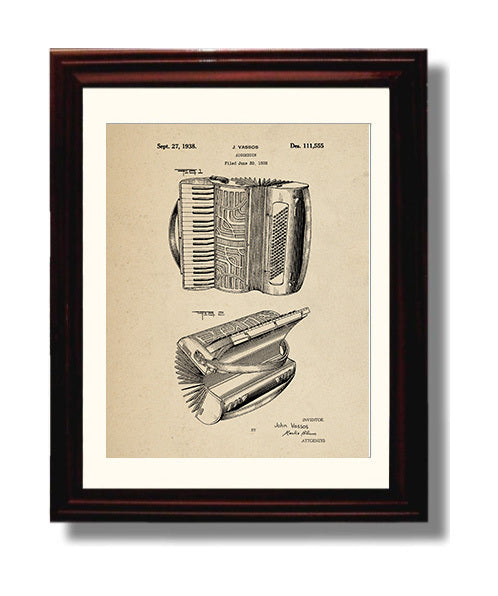 Patent Print - Accordion - John Vassos - 1938 - Patent 111555 Patent Wall Art