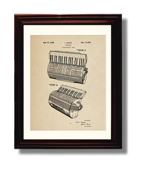 Patent Print - Accordion Alternate View - John Vassos - 1938 - Patent 111555 Patent Wall Art
