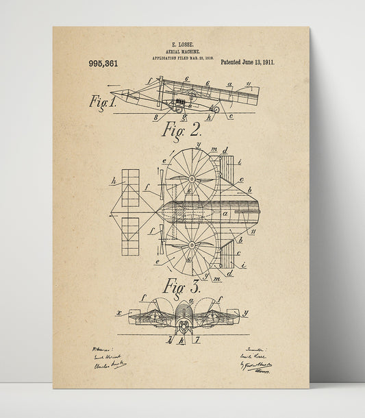 Aerial Machine - 1911 Patent - 16x20 Unframed Print