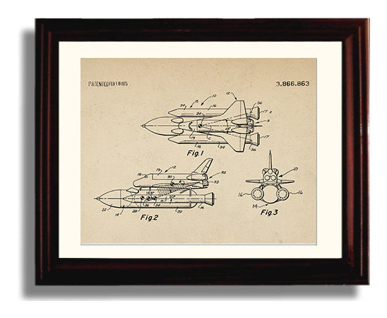 Patent Print - Aerospace Vehicle Configuration - Unknown Inventor - 1975 - Patent 3866863 - Landscape Patent Wall Art