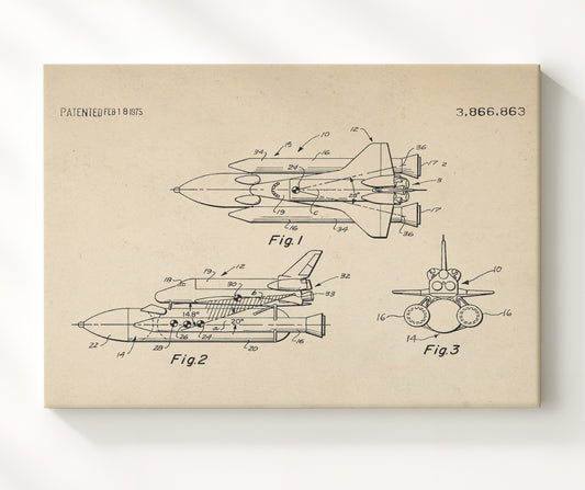 Aerospace Vehicle Configuration 1975 patent print wall art 8x10 Canvas