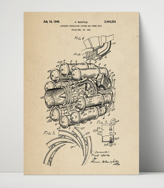 Aircraft Propulsion System And Power Unit - 1946 Patent - 16x20 Unframed Print