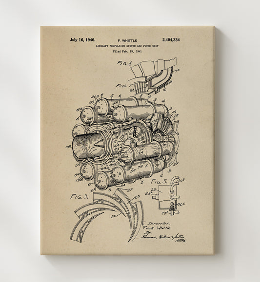 Aircraft Propulsion System And Power Unit 1946 patent print wall art 8x10 Canvas