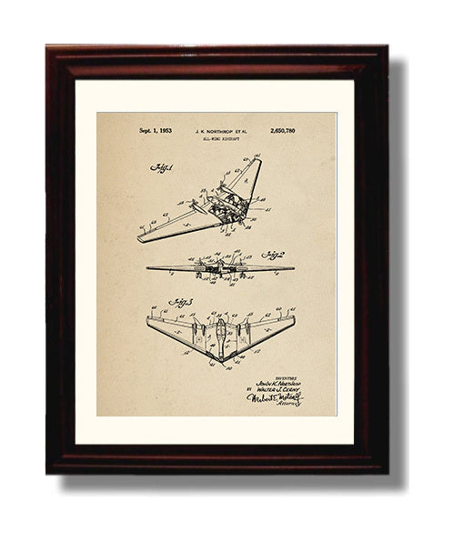 Patent Print - All-Wing Aircraft - John K Northrop Et Al - 1953 - Patent 2650780 Patent Wall Art