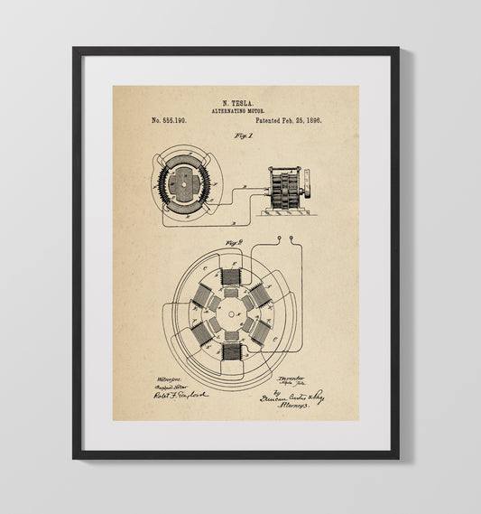 Alternating Motor - 1896 Patent - 16x20 Gallery Frame