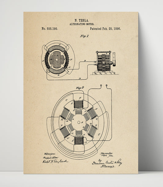Alternating Motor - 1896 Patent - 16x20 Unframed Print
