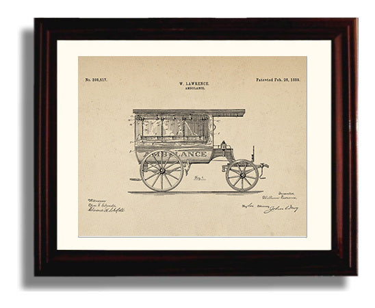 Patent Print - Ambulance - W. Lawrence - 1889 - Patent 398517 - Landscape Patent Wall Art