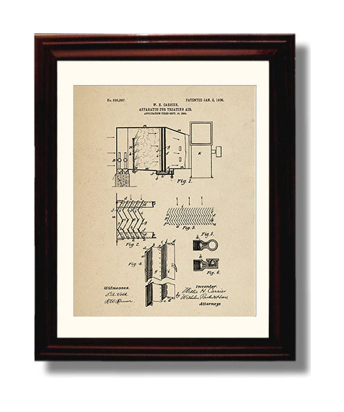 Patent Print - Apparatus For Treating Air - Willis H Carrier - 1906 - Patent 808897 Patent Wall Art