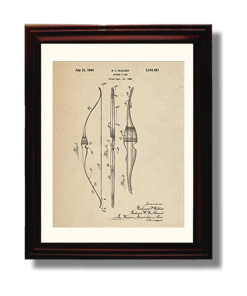 Patent Print - Archers Bow - Richard V. Walker And Robert W. De Land - 1964 - Patent 3141451 Patent Wall Art