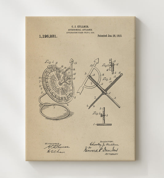 Astronomical Appliance 1915 patent print wall art 8x10 Canvas