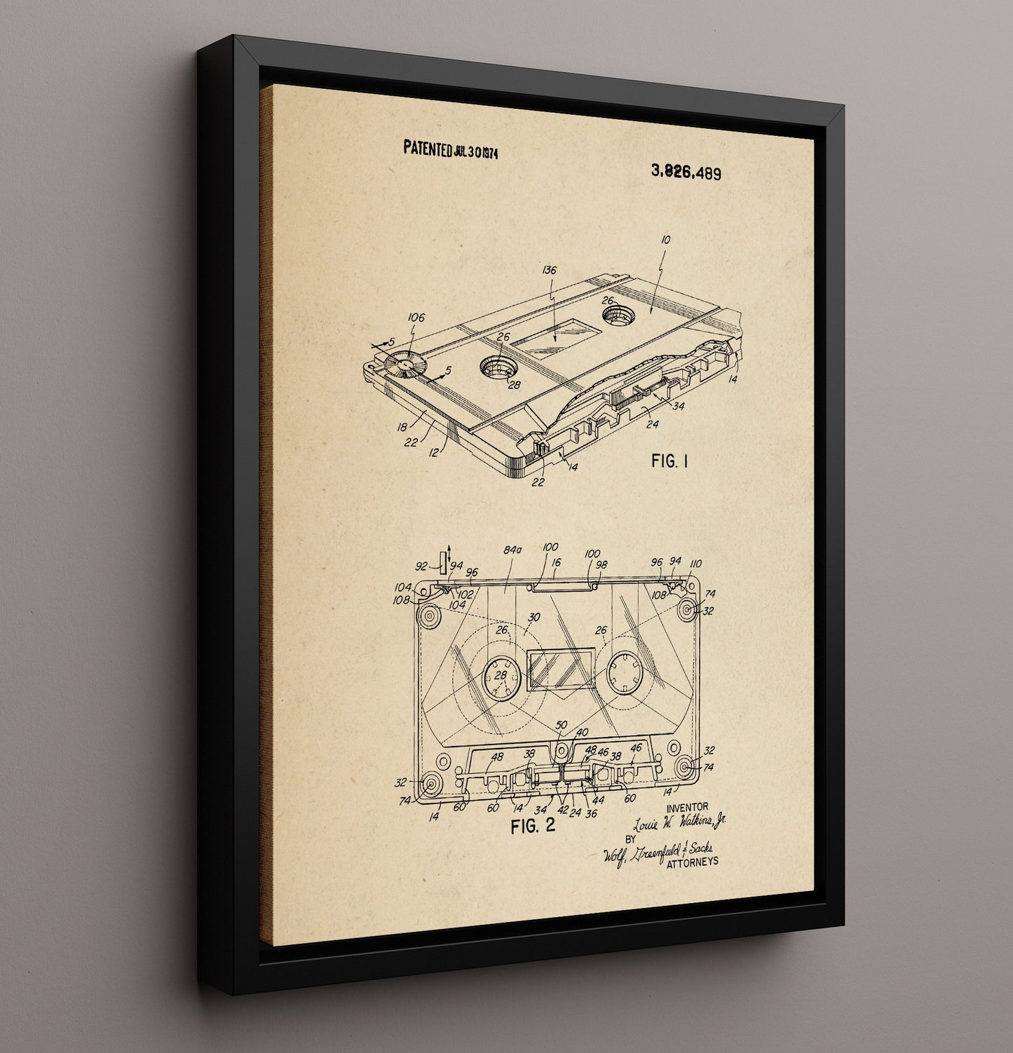 Patent Print - Audio Cassette Tape - Louie W. Watkins Jr. - 1974 - Patent 3926489 Patent Wall Art