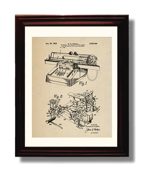 Patent Print - Automatic Old Balance Pickup Means For Accounting And Like Machines - R. W. Pitman - 1952 - Patent 2583666 Patent Wall Art