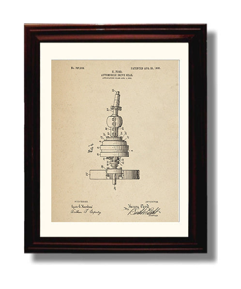 Patent Print - Automobile Drive Gear - Henry Ford - 1905 - Patent 787908 Patent Wall Art
