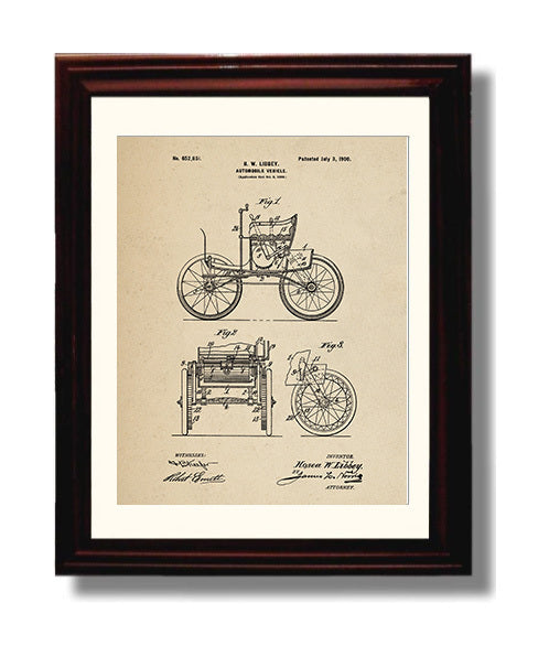 Patent Print - Automobile Vehicle - Hosea W Libbey - 1900 - Patent 652851 Patent Wall Art
