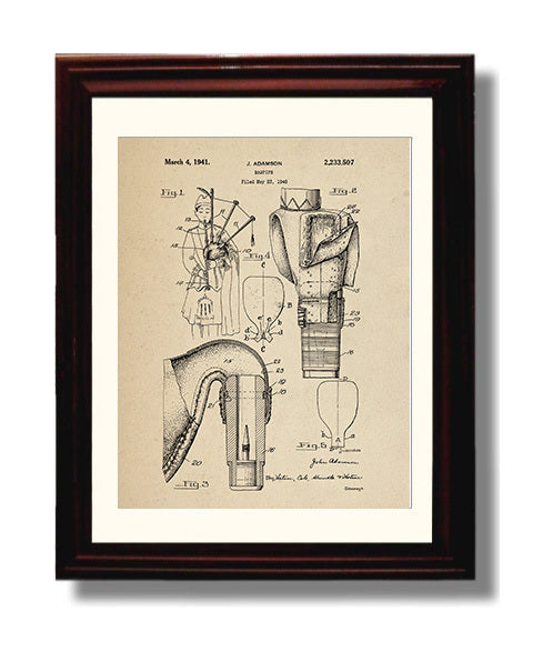 Patent Print - Bagpipe - John Adamson - 1941 - Patent 2233506 Patent Wall Art
