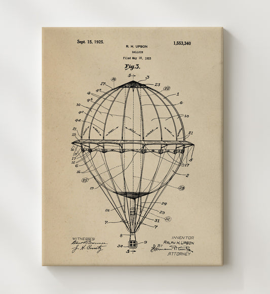 Balloon 1925 patent print wall art 8x10 Canvas