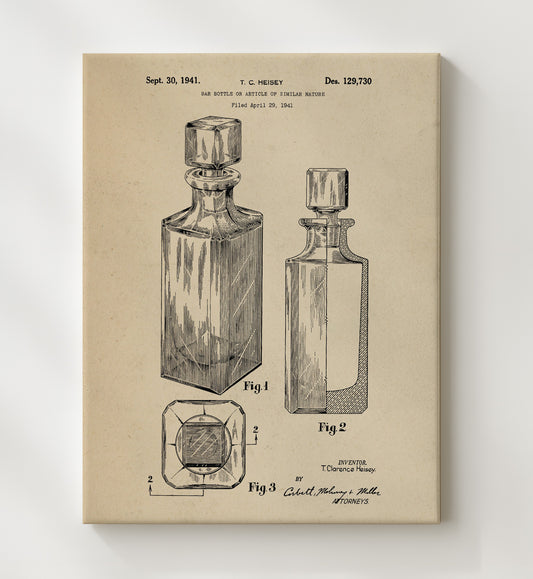 Bar Bottle Or Article Of Similar Nature 1941 patent print wall art 8x10 Canvas
