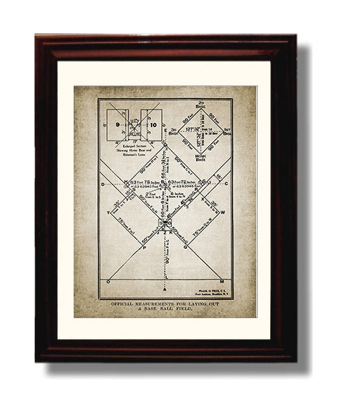 Patent Print - Baseball Diamond - Field Layout Patent Wall Art