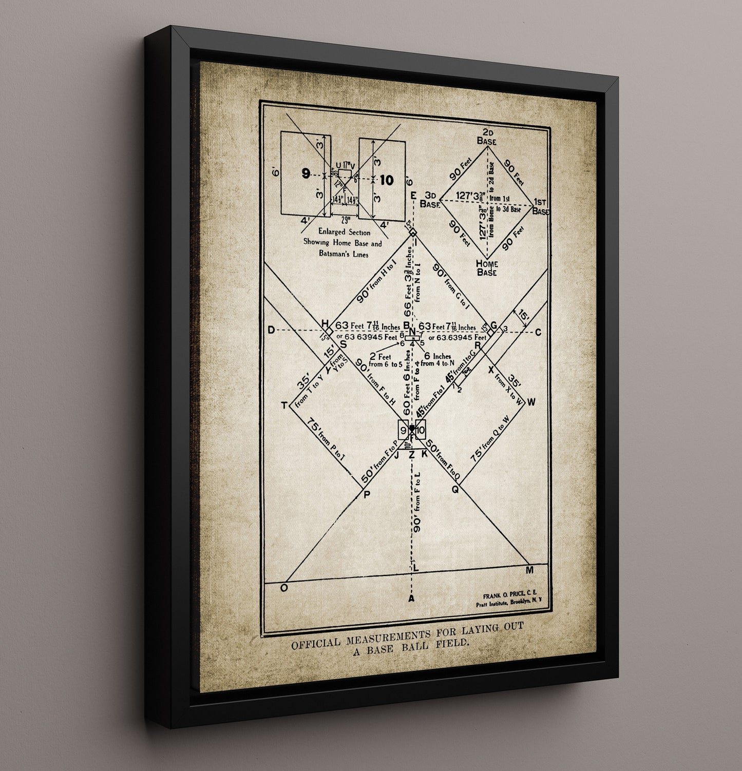 Patent Print - Baseball Diamond - Field Layout Patent Wall Art