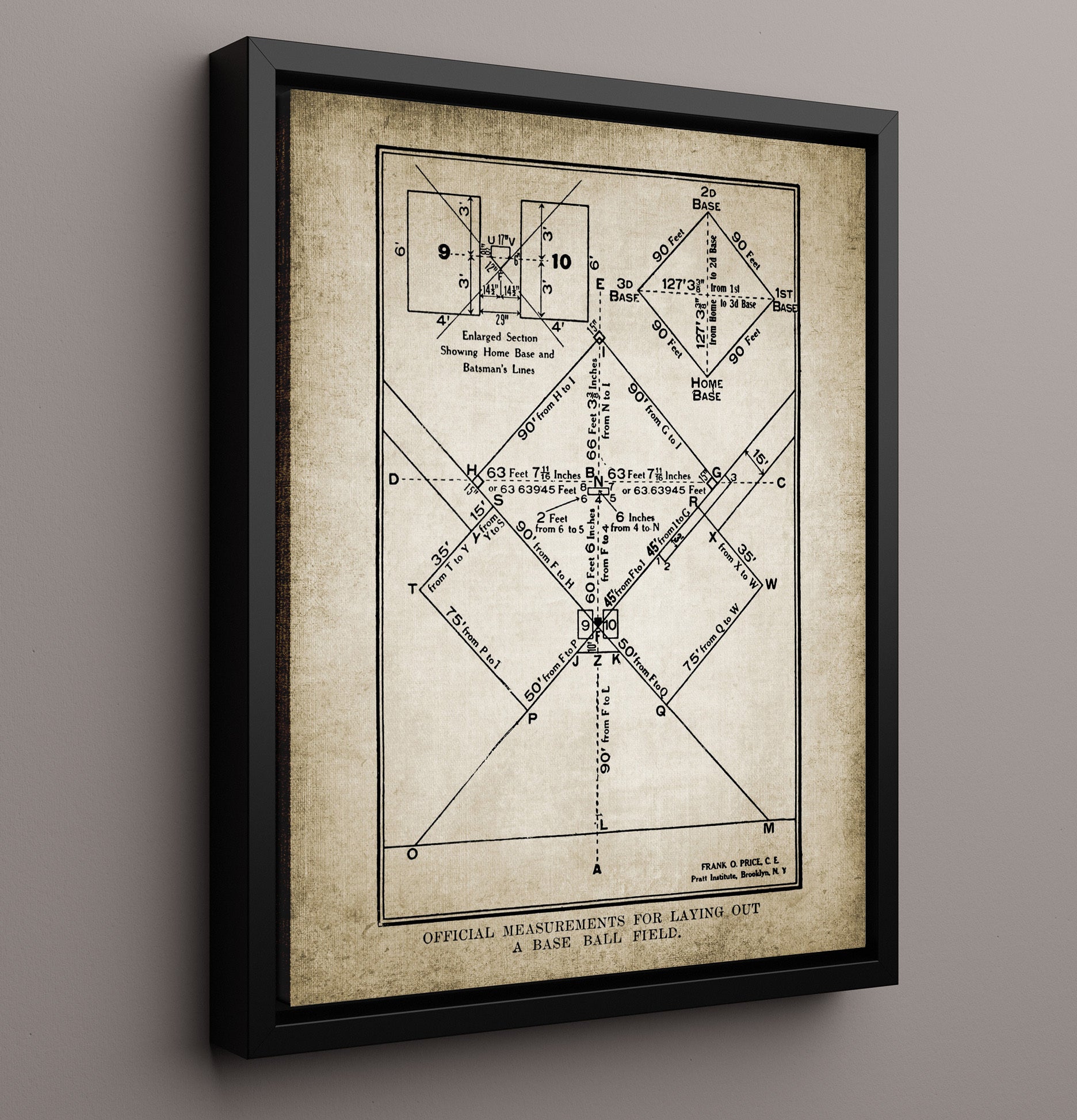 Patent Print - Baseball Diamond - Field Layout Patent Wall Art