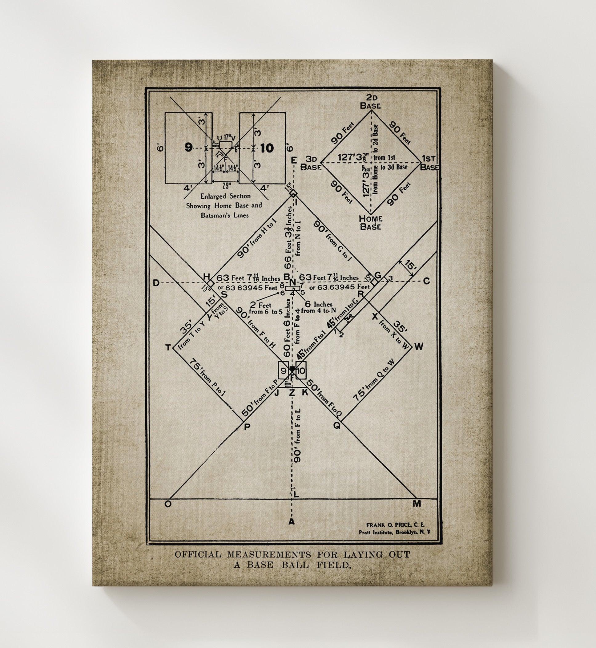 Patent Print - Baseball Diamond - Field Layout Patent Wall Art