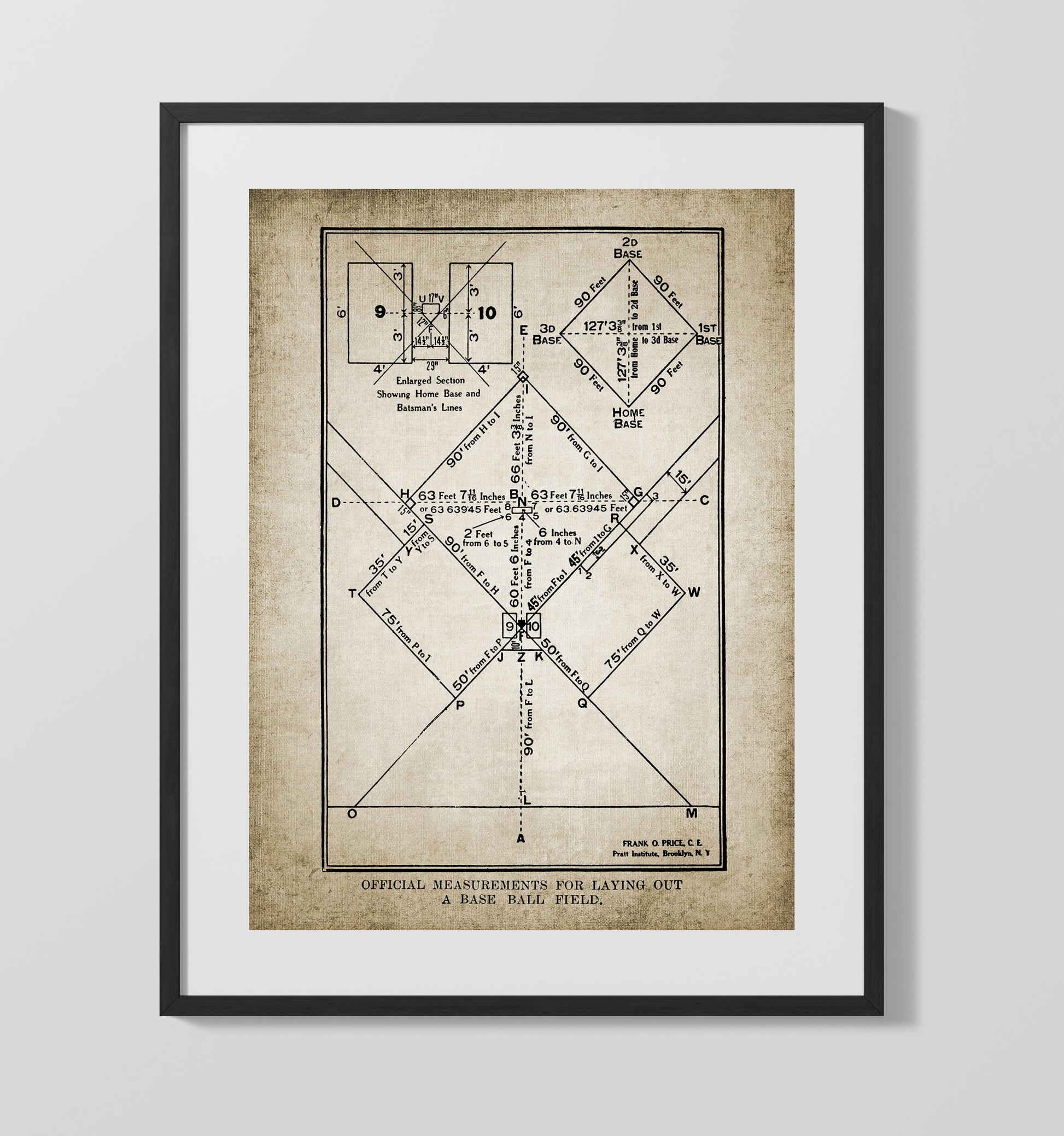 Patent Print - Baseball Diamond - Field Layout Patent Wall Art
