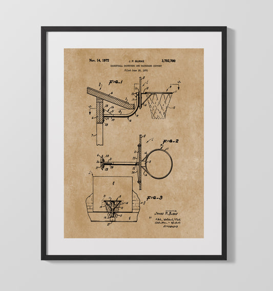 Basketball Backboard Patent - 16x20 Gallery Frame
