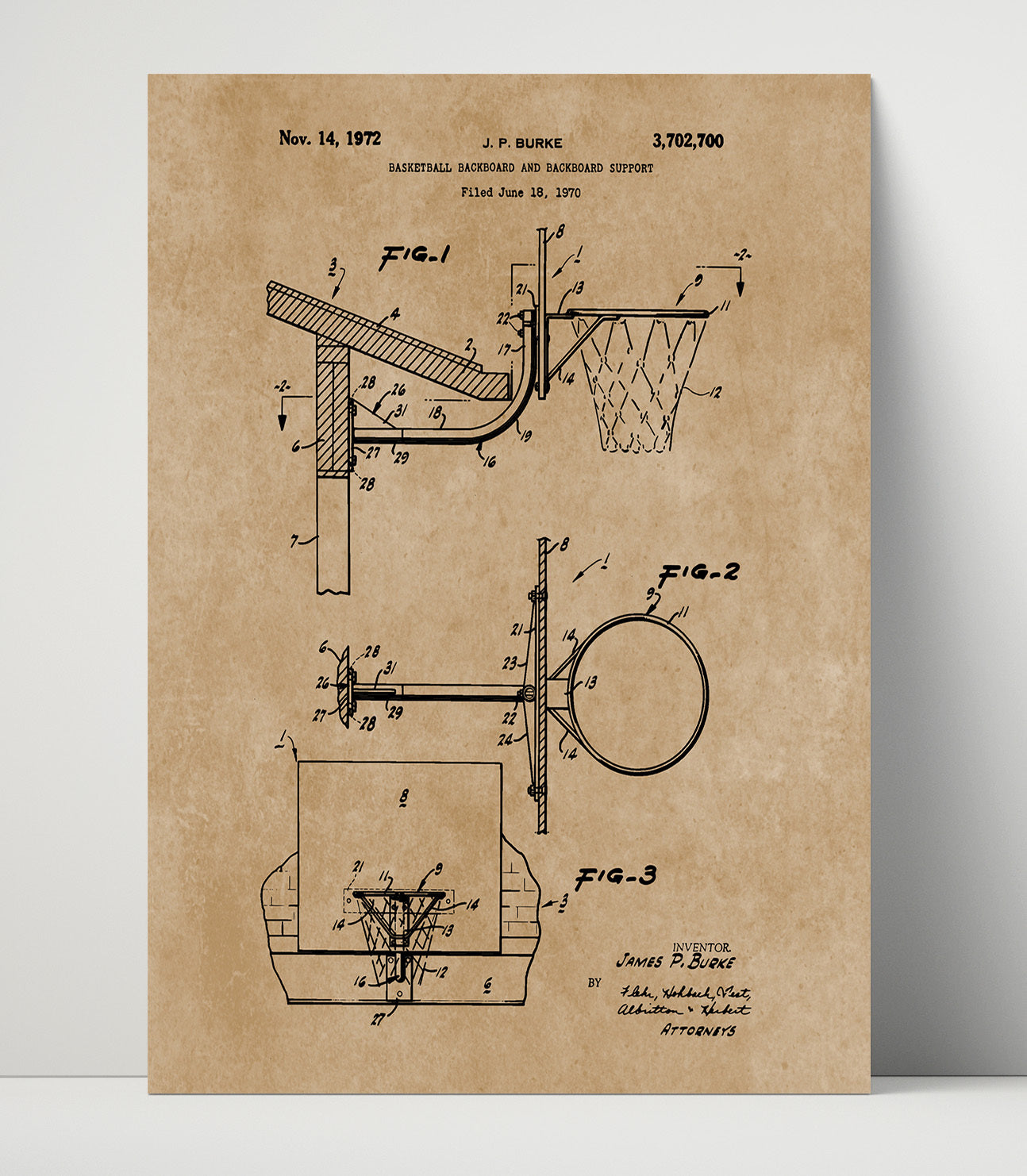 Patent Print - Basketball Backboard - Patent Illustration Patent Wall Art