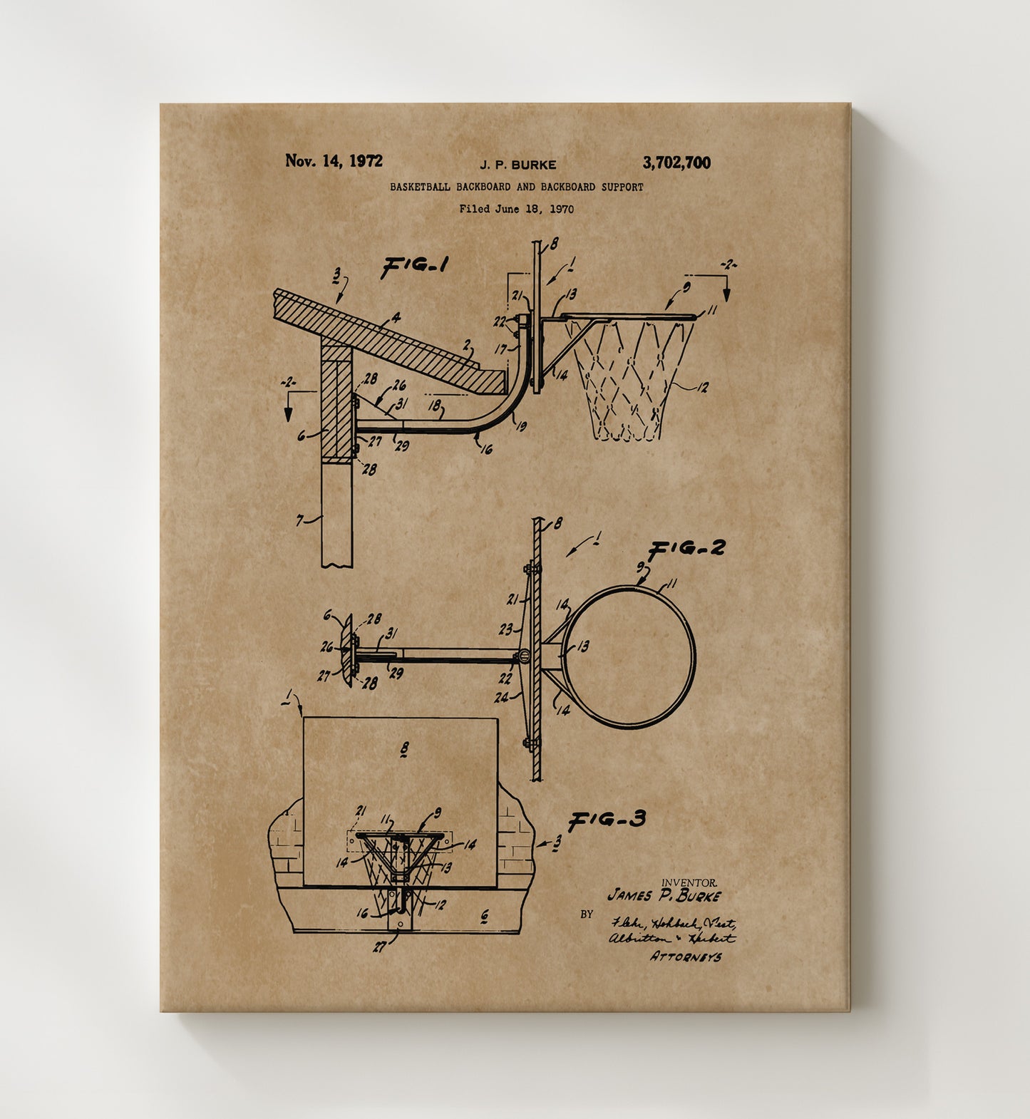 Patent Print - Basketball Backboard - Patent Illustration Patent Wall Art