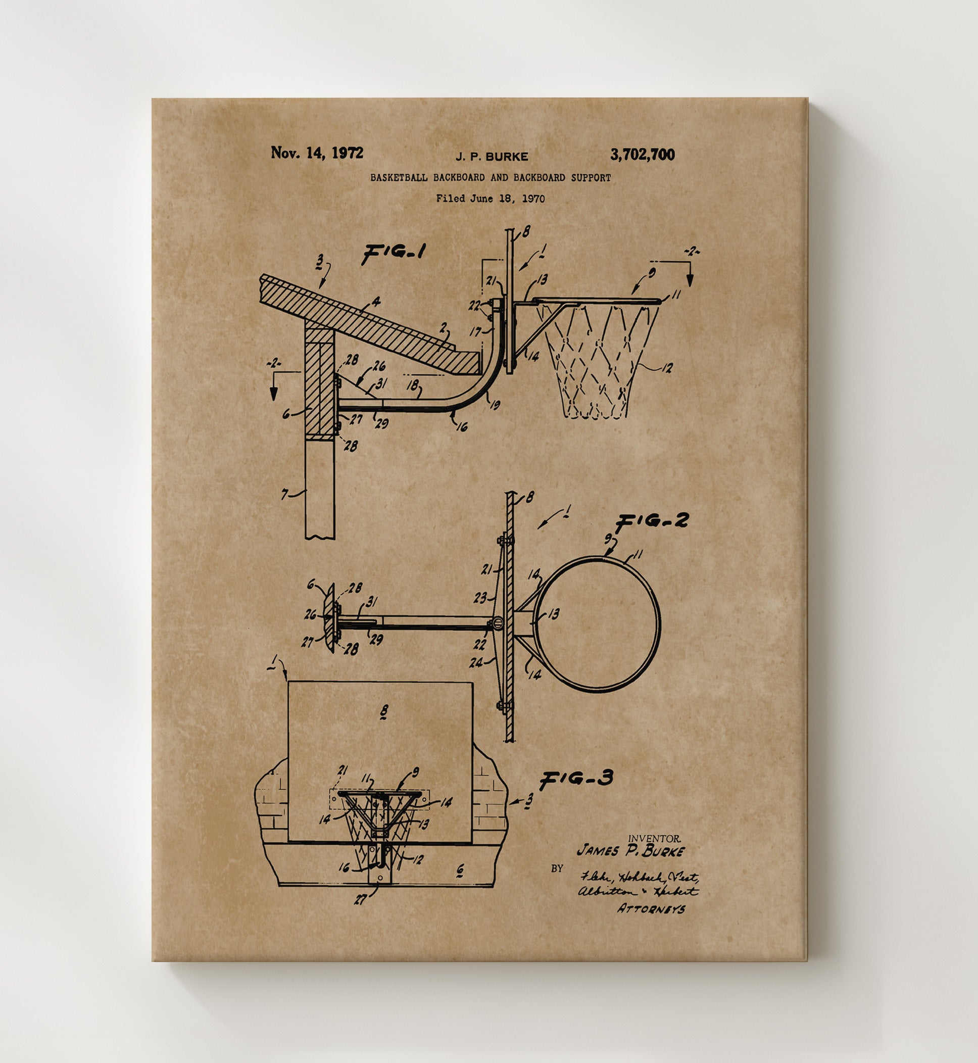 Patent Print - Basketball Backboard - Patent Illustration Patent Wall Art