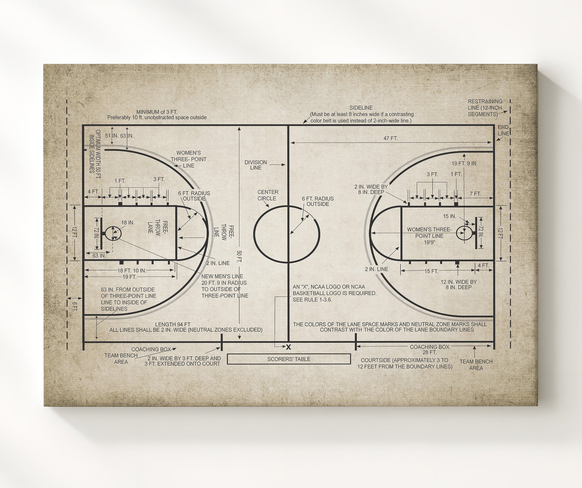 Patent Print - Basketball Court - Field Design - Landcape Patent Wall Art