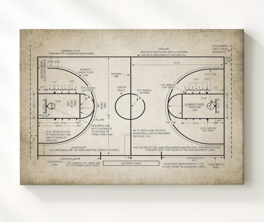 Basketball Court patent print wall art 8x10 Canvas