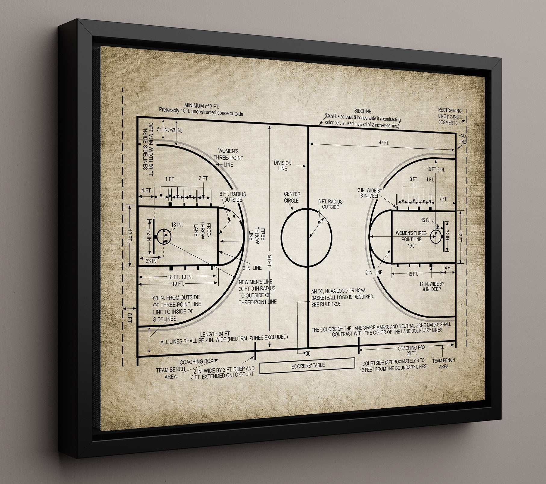 Patent Print - Basketball Court - Field Design - Landcape Patent Wall Art