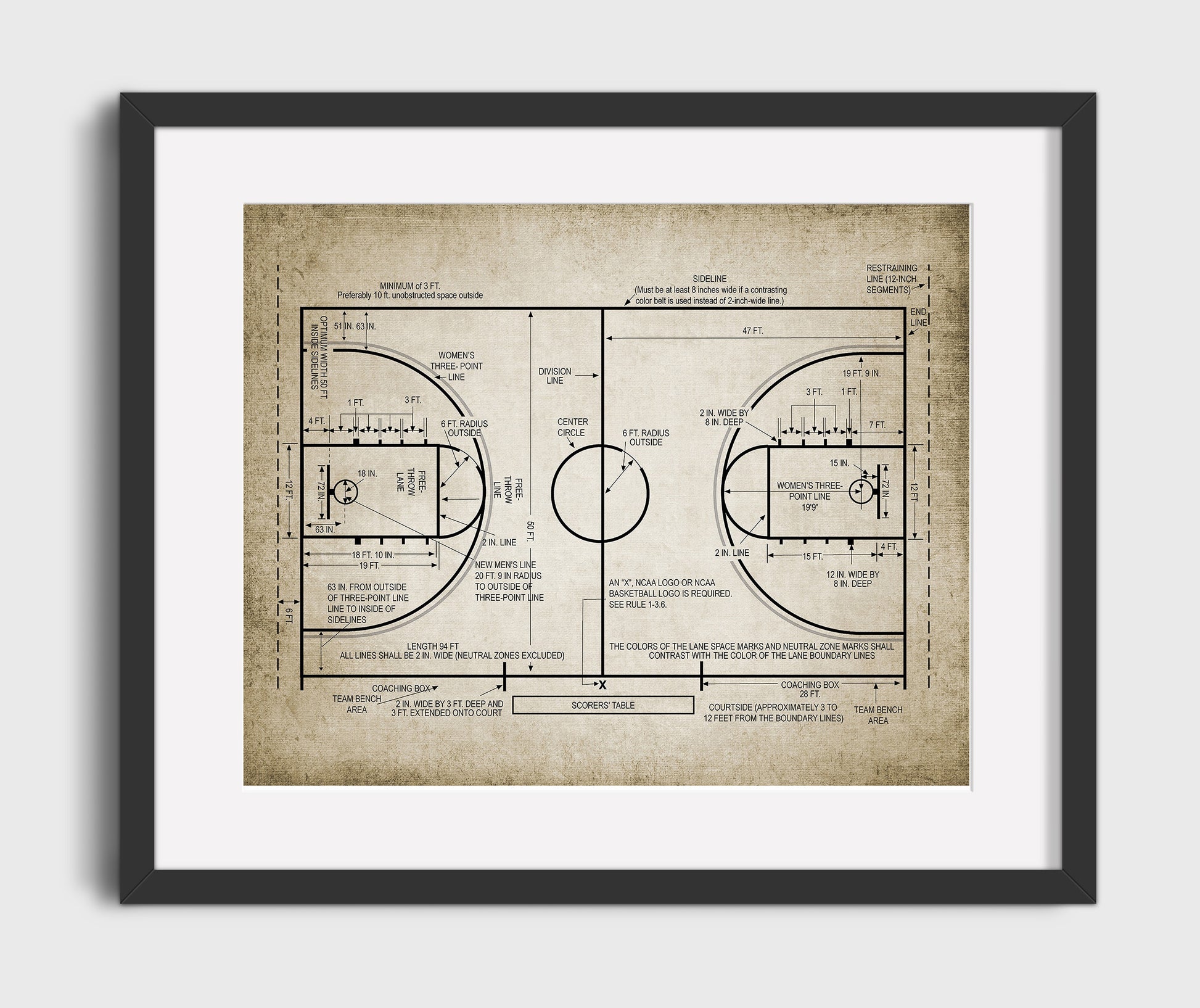 Patent Print - Basketball Court - Field Design - Landcape Patent Wall Art