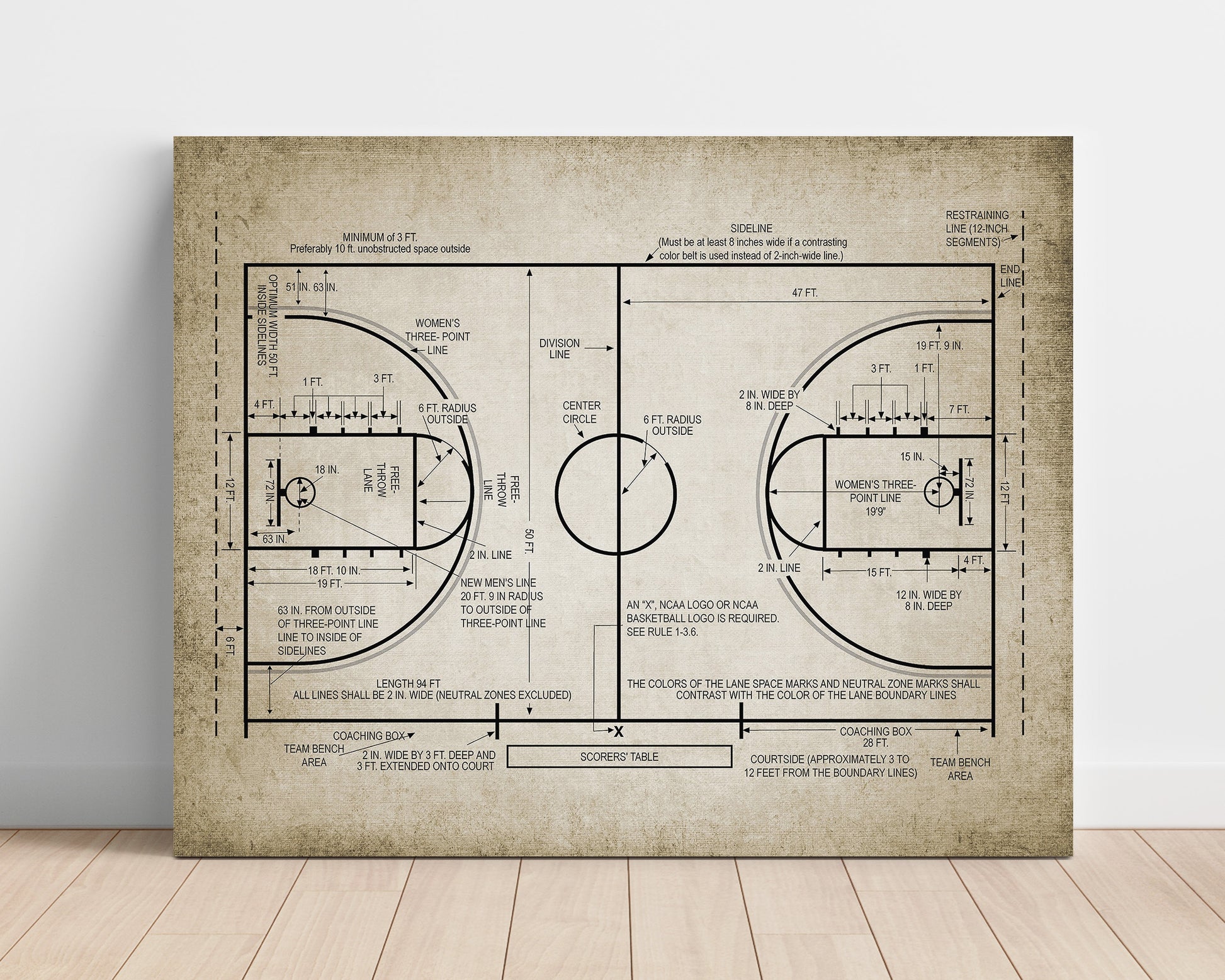 Patent Print - Basketball Court - Field Design - Landcape Patent Wall Art