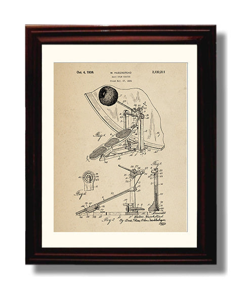 Patent Print - Bass Drum Beater - W. Hueckstead - 1938 - Patent 2132211 Patent Wall Art