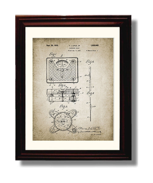 Patent Print - Bathroom Scale - Patent 1933 Patent Wall Art