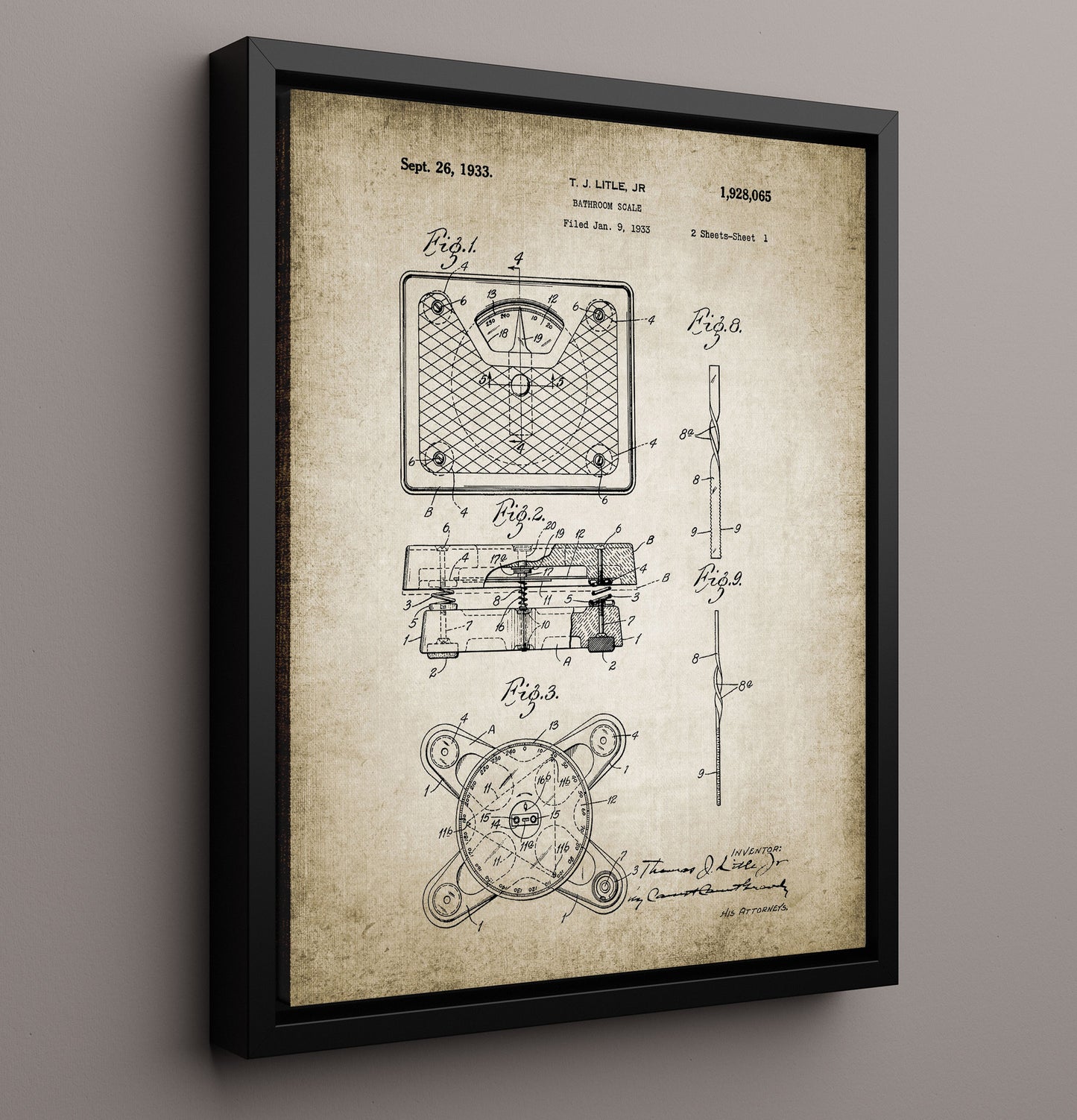 Patent Print - Bathroom Scale - Patent 1933 Patent Wall Art