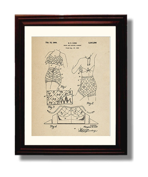 Patent Print - Beach And Bathing Garment - Margaret R. Cobb - 1944 - Patent 2341596 Patent Wall Art