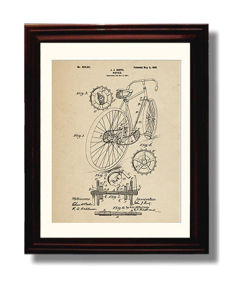 Patent Print - Bicycle - J J Hentz - 1899 - Patent 624651 Patent Wall Art