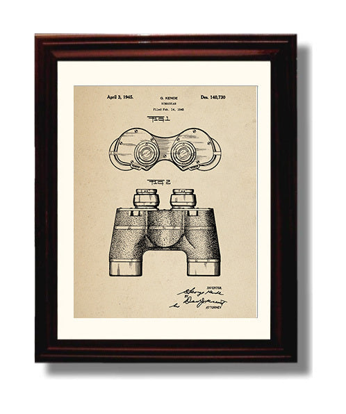 Patent Print - Binocular - G. Kende - 1945 - Patent D140730 Patent Wall Art