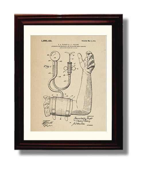 Patent Print - Blood Pressure Apparatus - Francis Ashley Faught And Charles J. Pilling - 1914 - Patent 1089122 Patent Wall Art